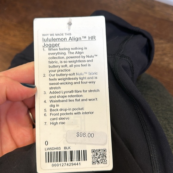Brand New with Tags Lululemon Size 0 Align HR Jogger - Picture 7 of 7